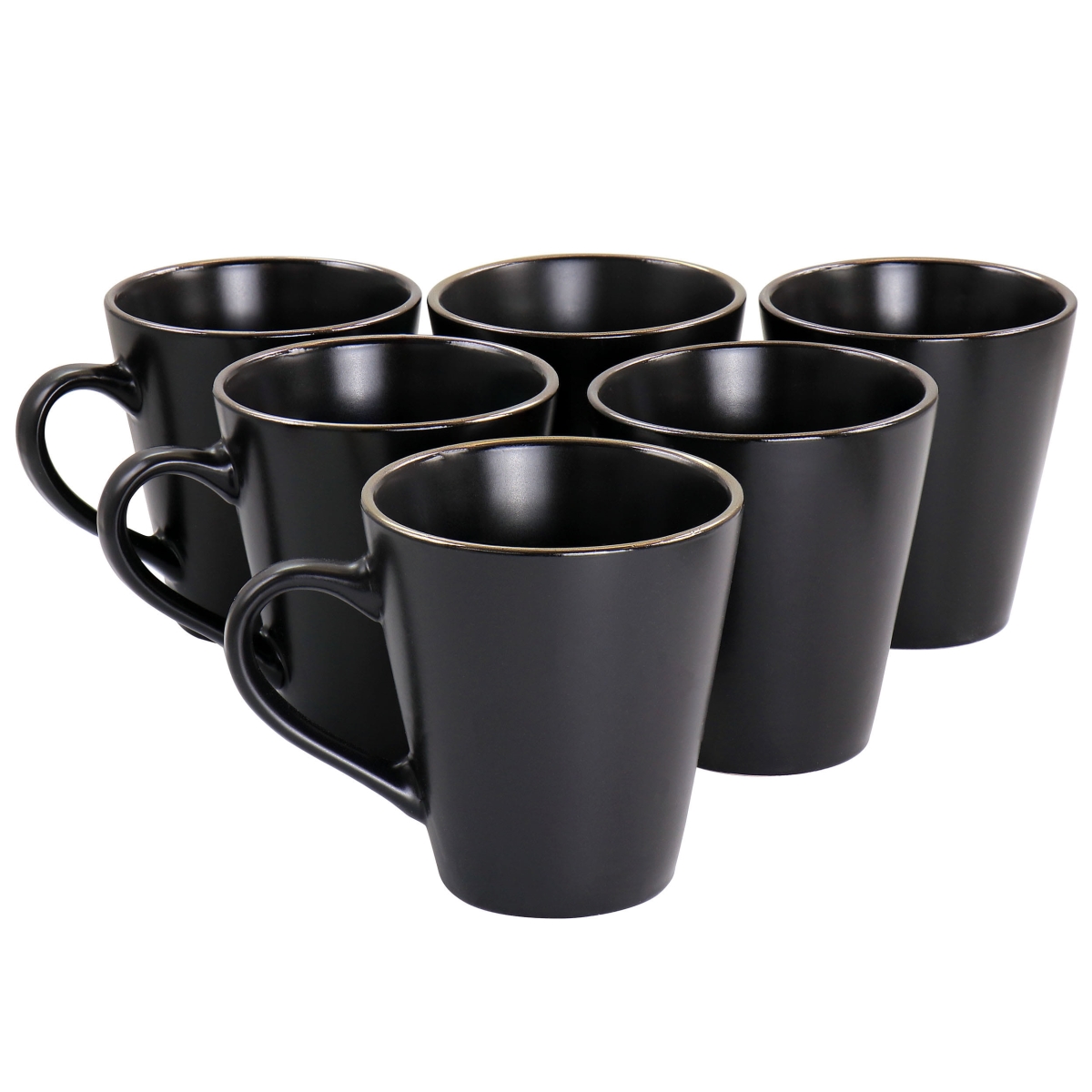 Picture of Elama ELM-PAUL6M Elama Paul 6 Piece Sto are Mug Set in Matte Black with Gold Rim