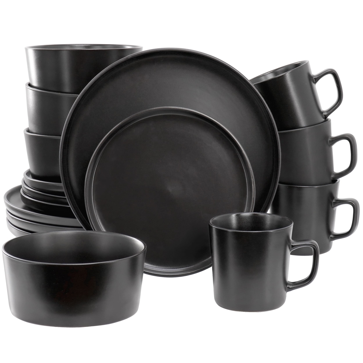 Picture of Elama EL-LUXMATTE-16-BLK Elama Luxmatte Black 16 Piece Dinnerware Set