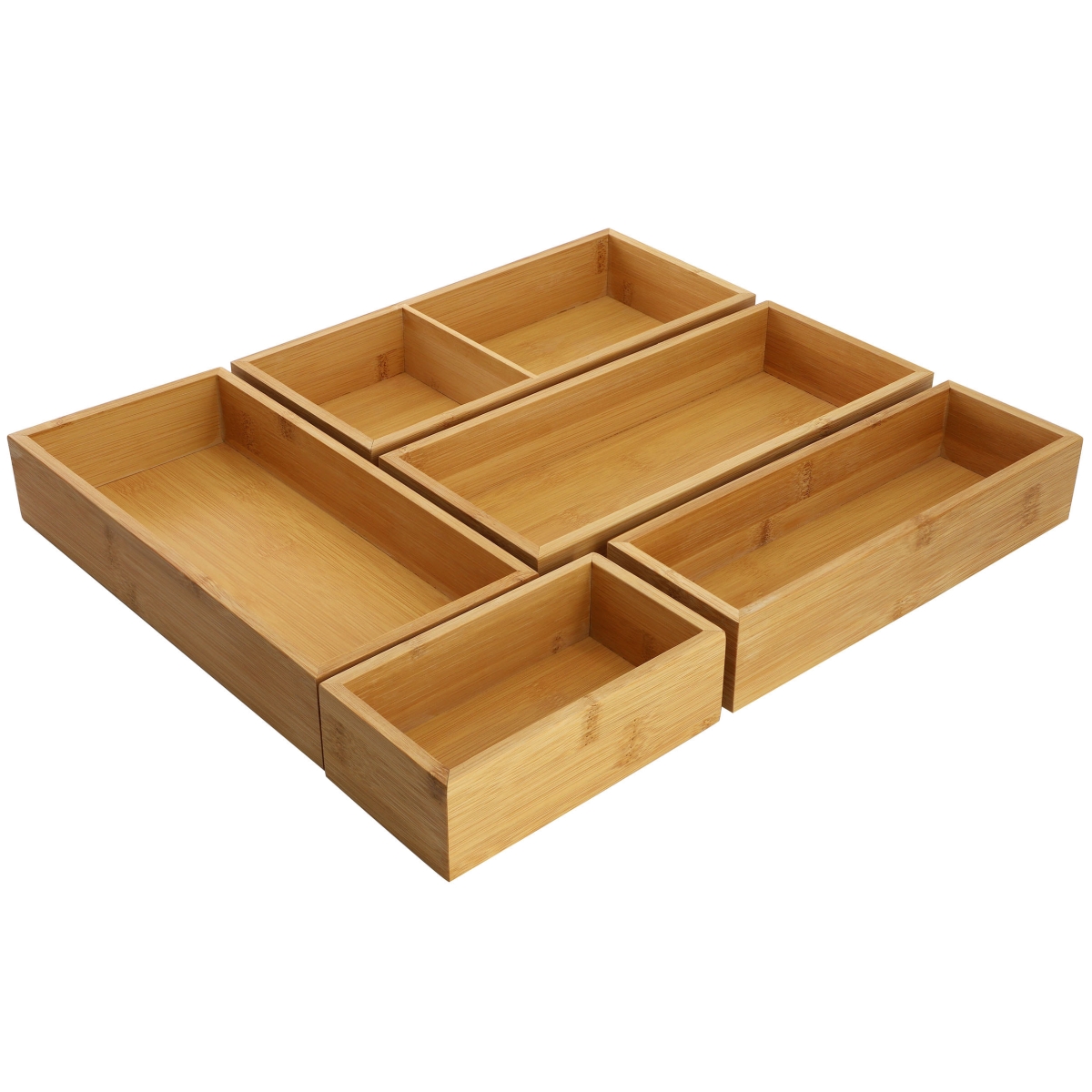 MC-B108  5 Piece Bamboo Storage and Organization Trays