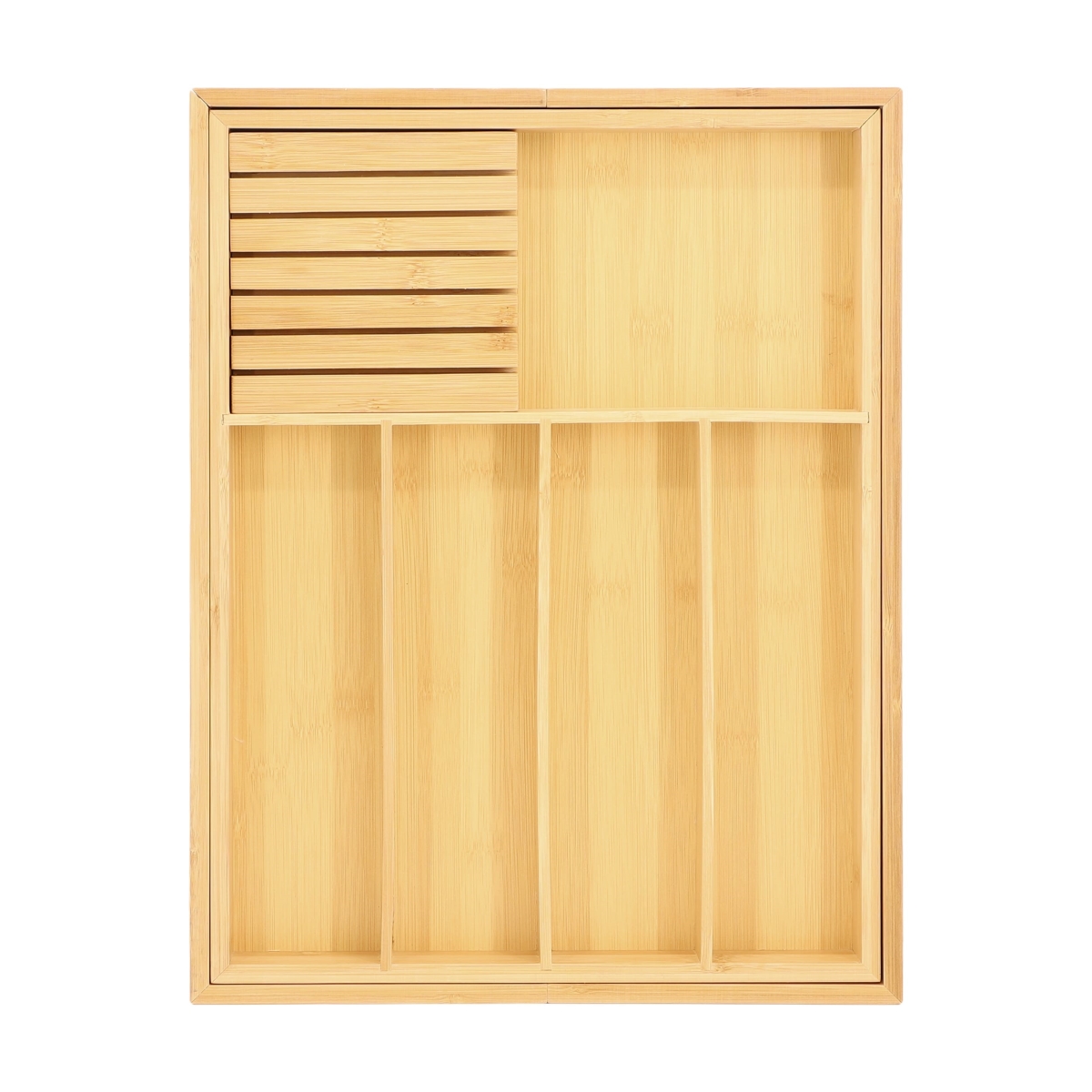 MC-B124  Adjustable Bamboo Drawer Storage and Organization Tray with Removable Knife Block