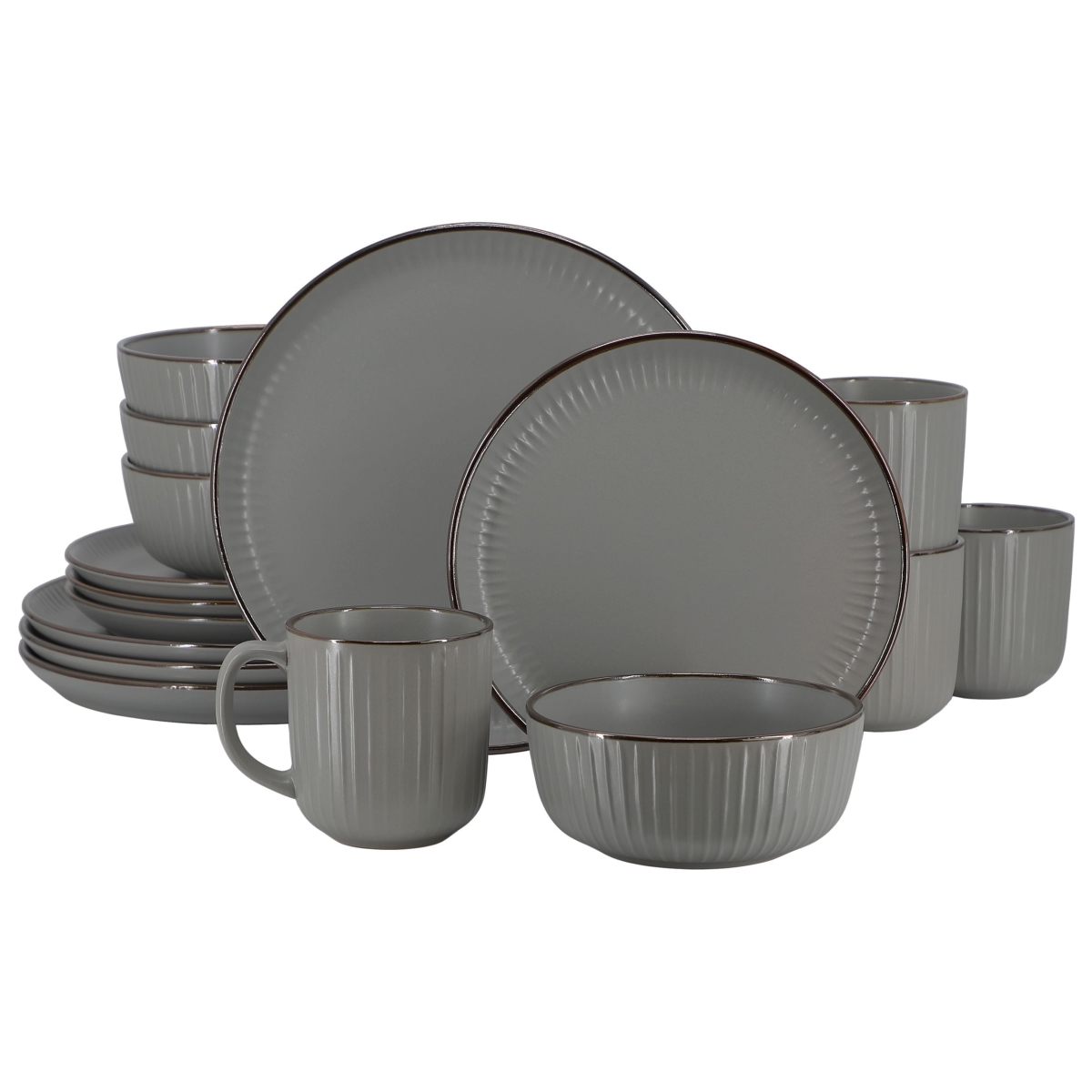 Picture of Elama ELM-LEO-DG Elama Leo 16 Piece Sto are Dinnerware Set In Dark Gray