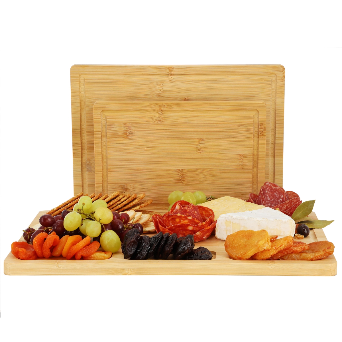 Picture of MegaChef MC-B121 MegaChef 3 Piece Bamboo Cutting, Prep and Serving Boards