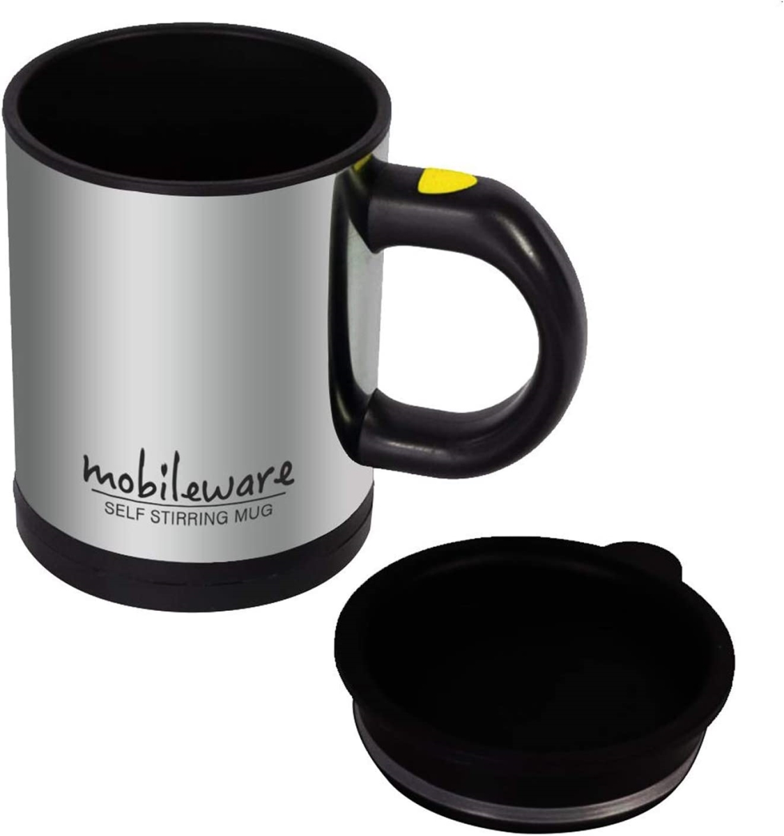 Picture of Sondpex ASM-901 8 oz Self-stirring Coffee Mug, Black & Silver