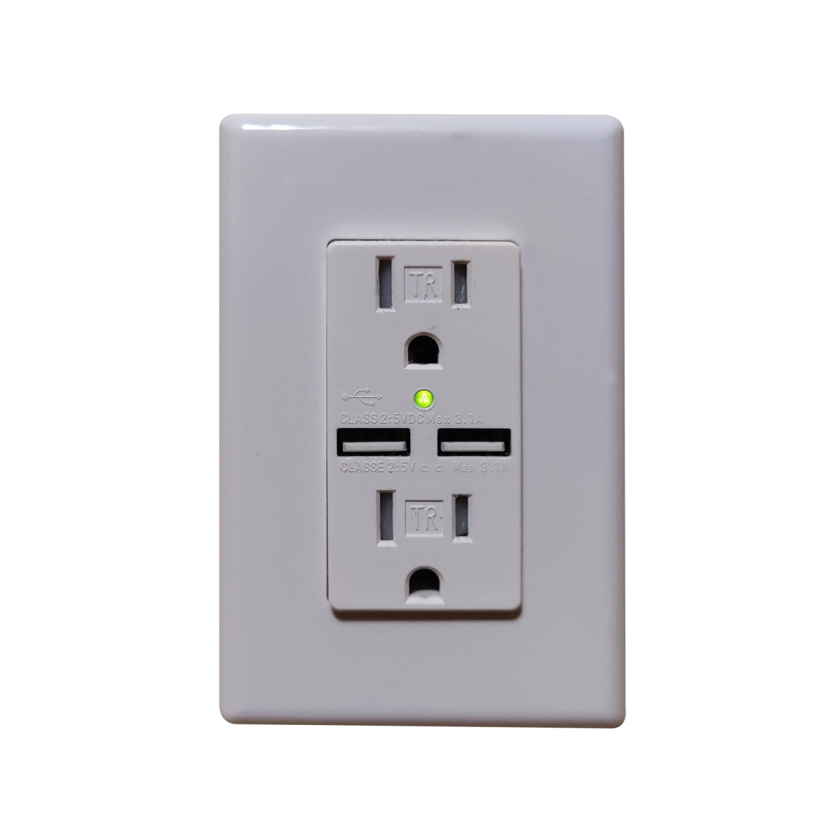 Wall Receptacle with 3.1A 2-USB Charging Port