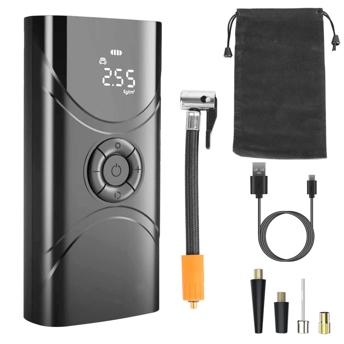 Car Tire Inflator Pump, Portable Car Air Compressor, 6000mAh Wireless Electric Air Pump 150 PSI with LED Light - Black - One Size