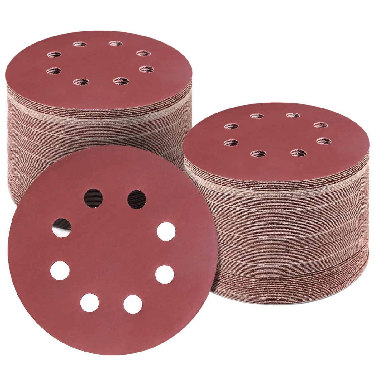 FFF-GPCT4652 5 in. 8 Hole Round Sandpapers, Random Orbital Sander Pads, Discs, 2000 Grit - Red - One Size - Pack of 120