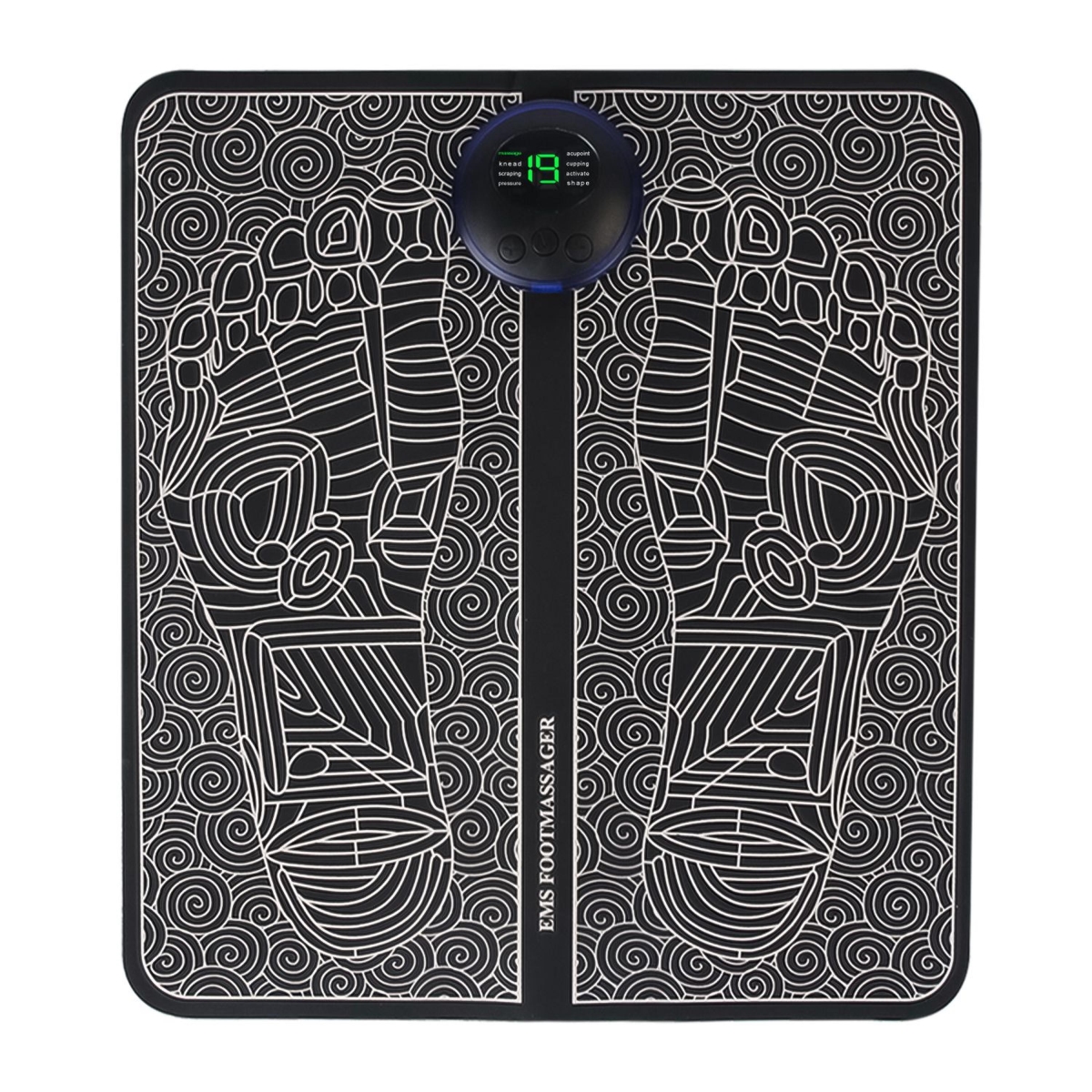 FFF-GPCT4486 Foot Massage Pad, Electric Stimulator Massager with 8 Modes 19 Intensity Levels Remote Control - Black - One Size