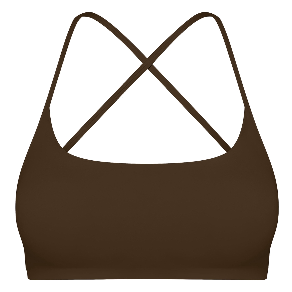 FFF-Brown-XL-GPCT4931 Womens Cross Back Sports Bra, Open Back, Thin Straps, Low Impact - Brown - Extra Large