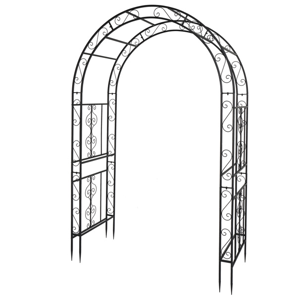 D0102HILIPG 134 x 59 x 213 cm Double Layer Iron Art ARC Top Iron Arch - Black