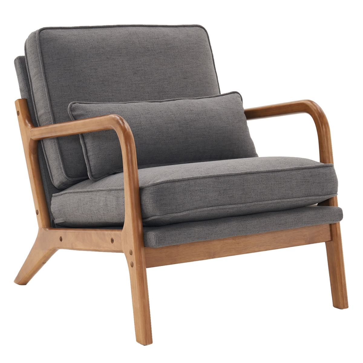 D0102HIRNUV Oak Armrest Upholstered Single Indoor Lounge Chair - Dark Grey