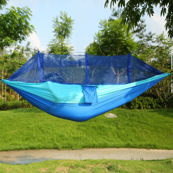 D0102HQZRDA Portable Double Camping Hammock with 600 lbs Load 2 Persons Hammock - Mosquito Net Outdoor Hiking