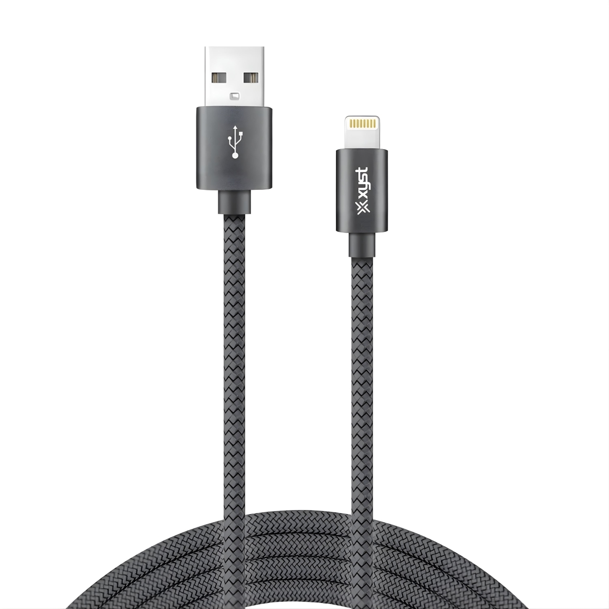 XYS-L10204B-BLK-BOW 10 ft. Charge & Sync USB to Lightning Braided Cable - Black