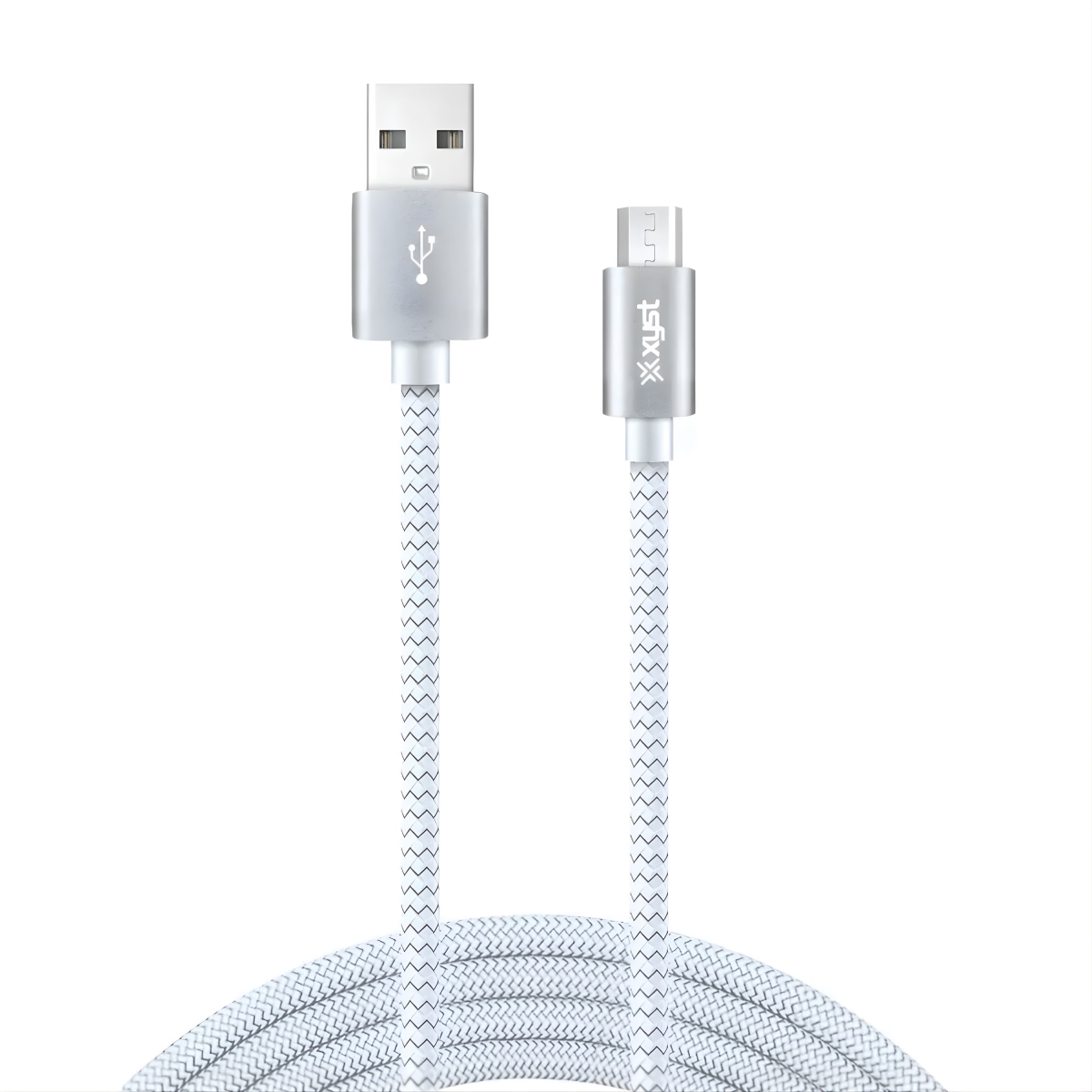 XYS-M10604B-WHT-BOW 10 ft. Charge & Sync USB to Micro USB Braided Cable - White