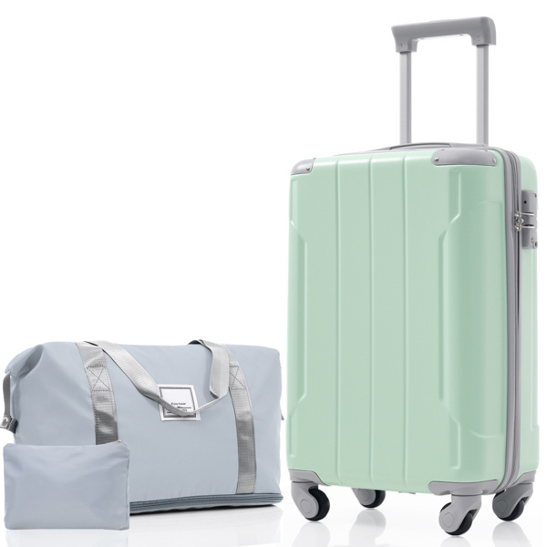 20 in. Carry On Luggage Set with Spinner Wheels, Lightweight Hardshell ABS Suitcase for Weekend Getaways Business Travel - Silver - 3 Piece