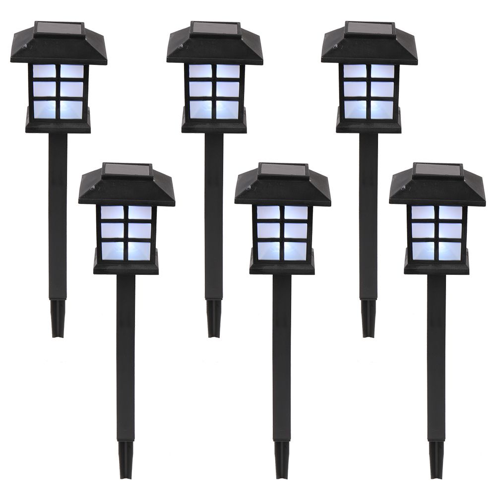 D0102HEVT97 White LED Solar Lantern Torch Light Garden Landscape Lighting YJ - 6 Piece