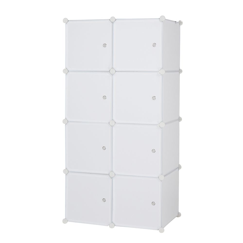 D0102HEVUGY 8 Cube Organizer Stackable Plastic Cube Storage Shelves Design Multifunctional Modular Closet Cabinet with Hanging Rod RT