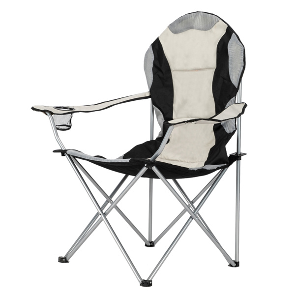 D0102HGA49U Medium Camping Fishing Folding Chair - Black & Gray