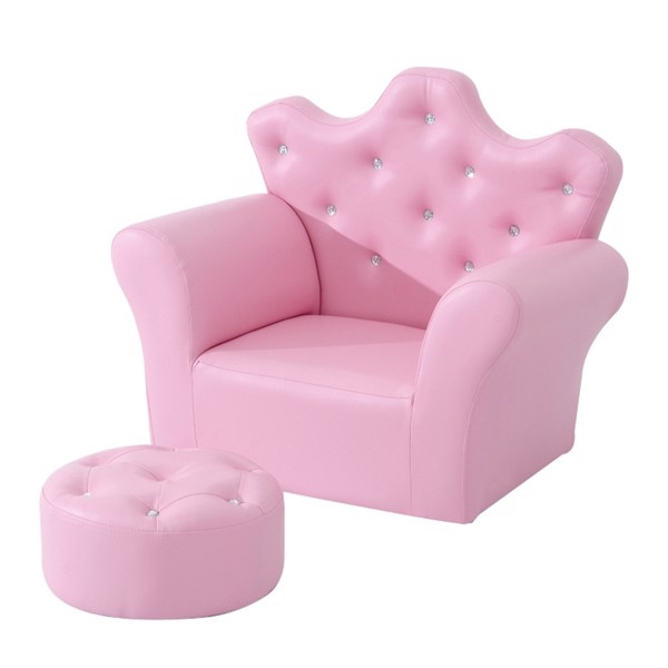 D0102HGJB8A Pink Qaba Kids Sofa Set with Footstool - AS