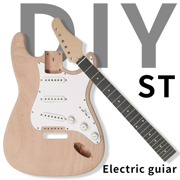 D0102HGJCCU DIY 6 String ST Style Electric Guitar Kits with Mahogany Body, Maple Neck & Accessories
