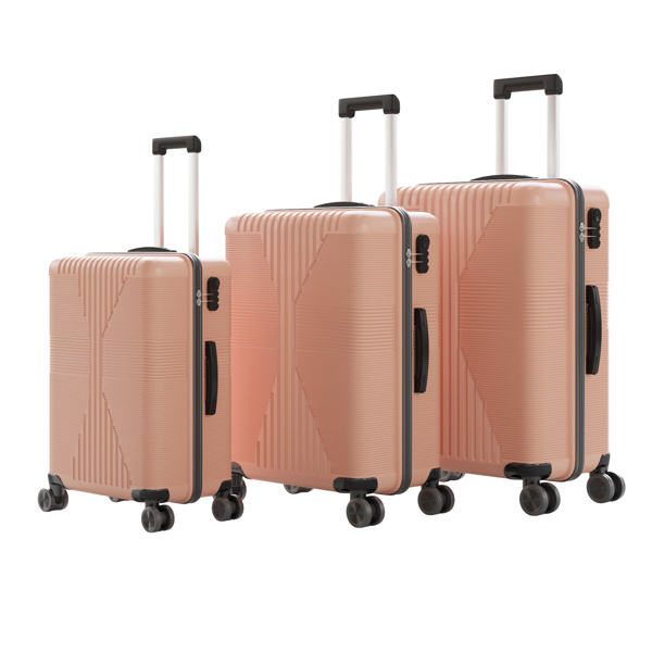 D0102X3TPC7 20 in., 24 in. & 28 in. Polypropylene Non-TSA Customs Lock 3-in-1 Polypropylene Trolley Case - Rose Gold