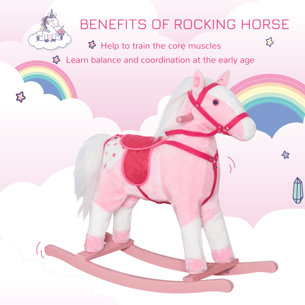 D0102X3WAW7 Rocking Horse Toy, Pink & White