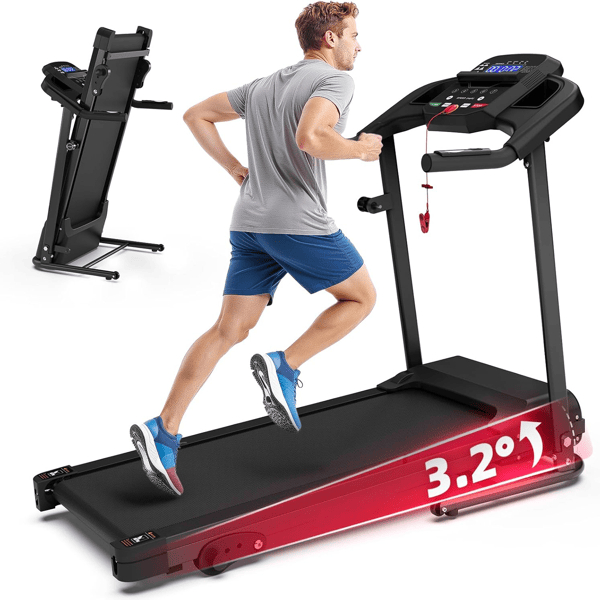 D0102X3WD8V Compact Folding Treadmill for 2.5HP Quiet Brushless Motor, 3-Level Incline, 7.5 MPH Speed, Shock Absorption & Space