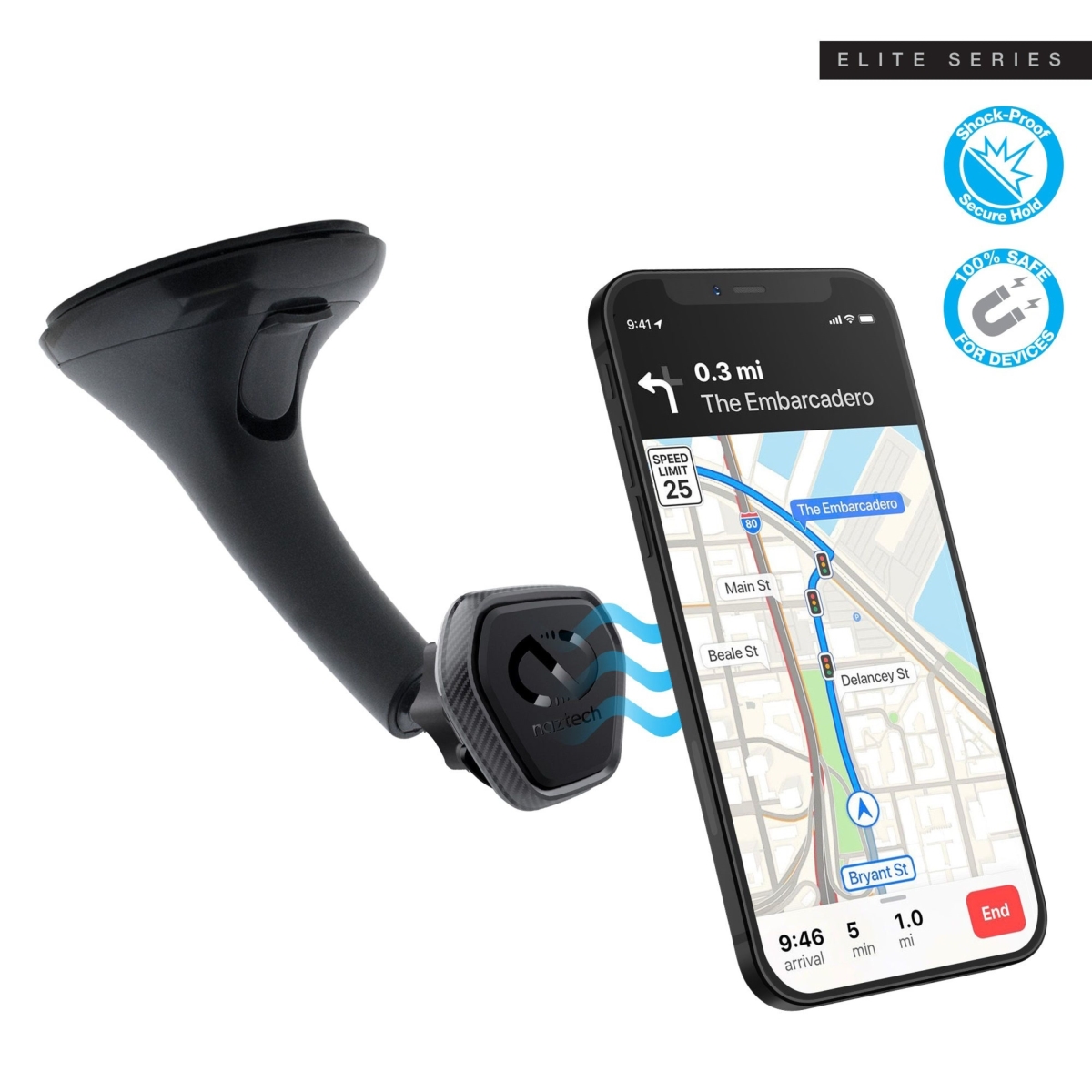 NZT-15478-HYP MagBuddy Elite Windshield Mount - Black