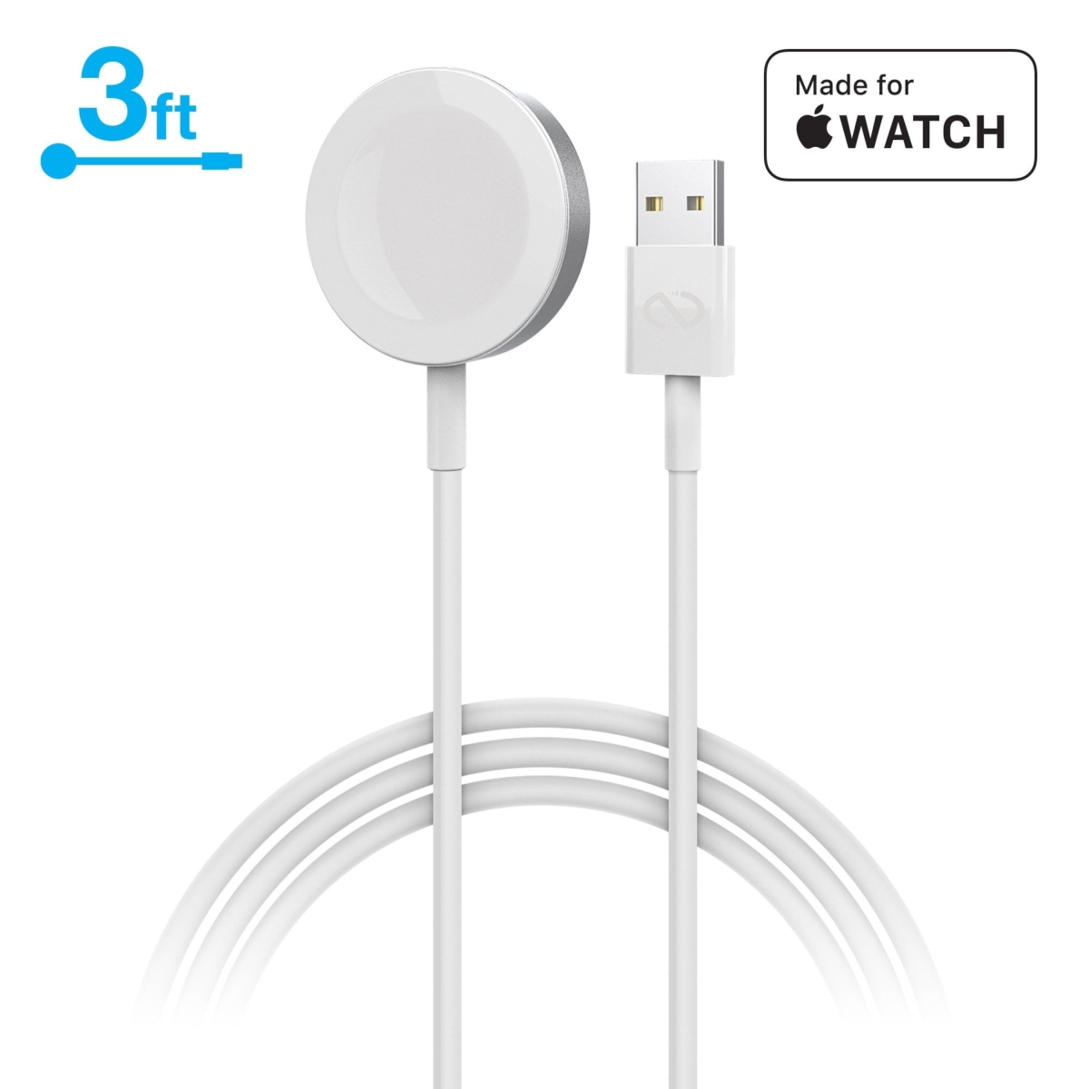 NZT-15599-HYP 3 ft. Magnetic Charging Cable for Apple Watch - White