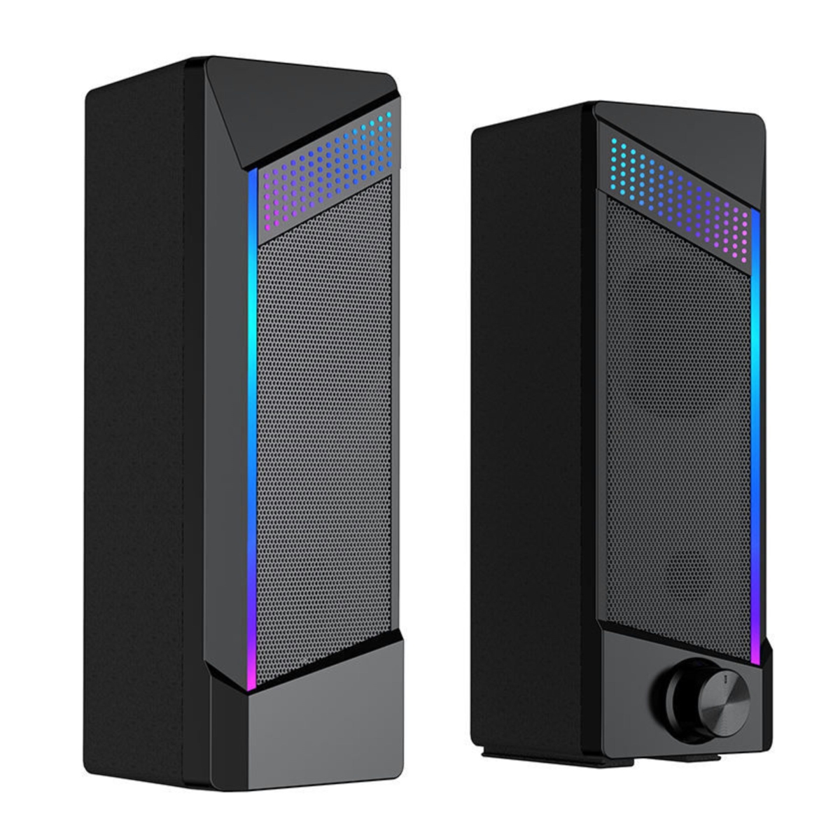 KNR-E-1001-BLK RGB USB Gaming Soundbar 6W ABS Speaker for PC & Computer, Black