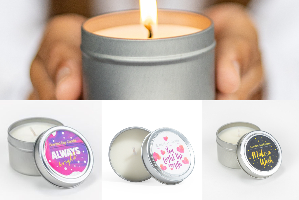 LZSH-3701154122415 Trio of Tin Soy Candle - Scented with Bergamot & Lavender Essential Oils