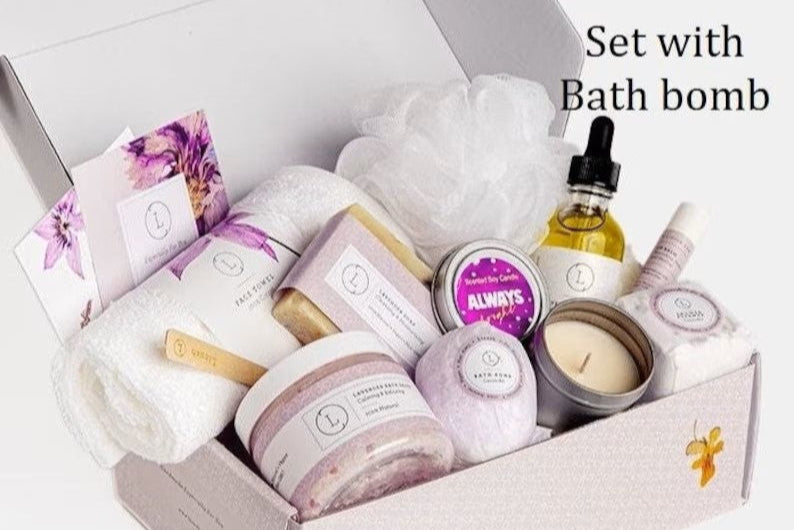 LZSH-3701154122422 Bath Bomb & Shower Steamer All Natural Lavender Gift Box with Bath & Body Products