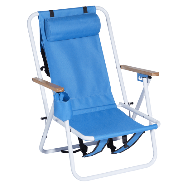 D01027H5NUU Portable High Strength Beach Chair with Adjustable Headrest, Blue