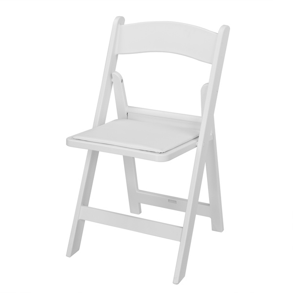 Folding Resin Chairs with Padded Seat, Comfortable Event Chairs Indoor Outdoor for Home Event Party Picnic School Wedding, White - Pack of 4