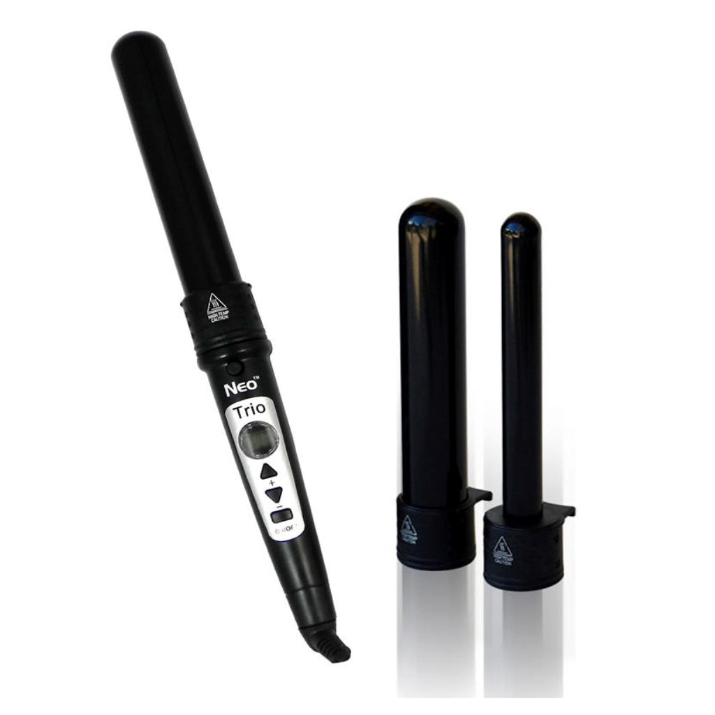 NEOTRIOBL-507 Trio 3-in-1 Digital Pro Interchangeable Ceramic Curling Wand Set - Black