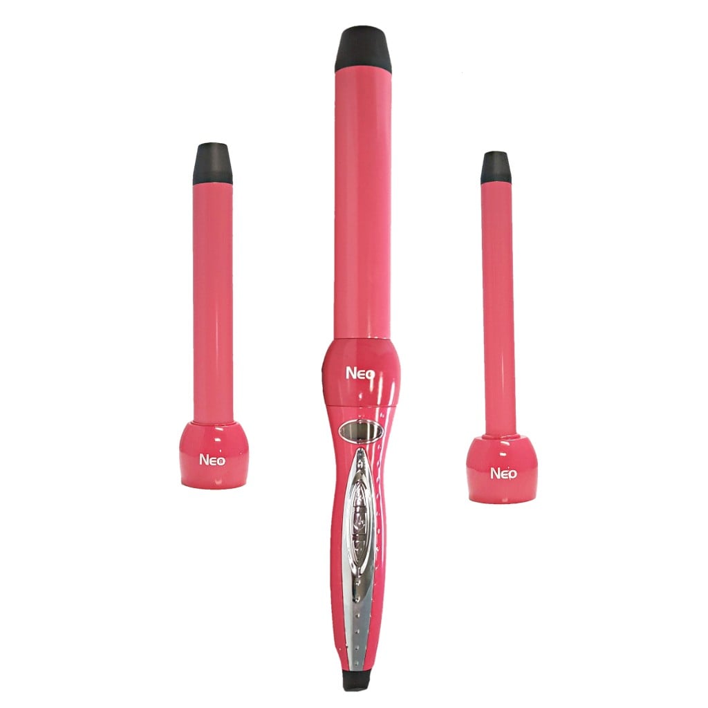 NEODTRIOPK-507 Twister 3-in-1 Digital Pro Interchangeable Ceramic Curling Wand Set - Pink