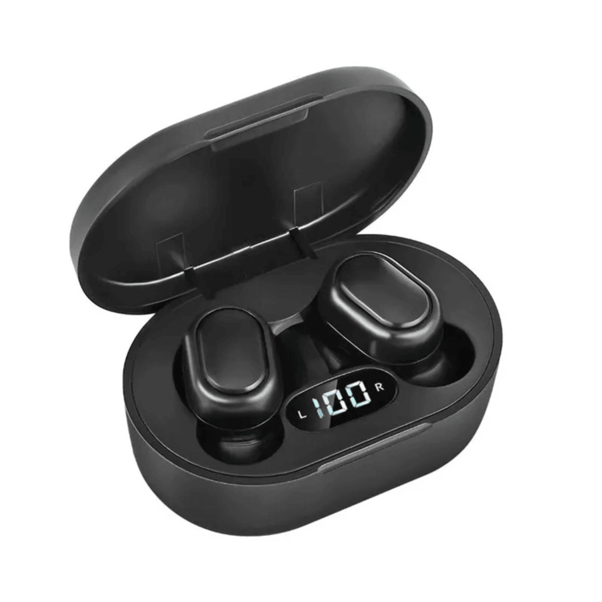 KNR-E-1018-BLK TWS Bluetooth Earbuds with One-Step Pairing & LED Battery Display - Black