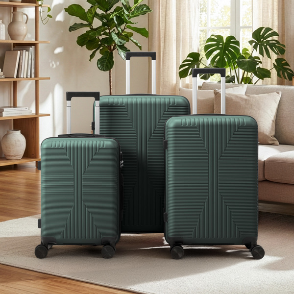 D01027H76QG Non-TSA approved combination lock, three-in-one Polypropylene trolley suitcase, 20in, 24in, 28in, Dark Green
