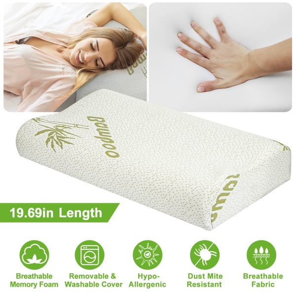 D0102HQ1C4A Bamboo Memory Foam Sleep Contoured Cervical Orthopedic Neck Support Breath Pillow