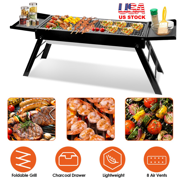 Portable BBQ Griddle, Foldable Kabob Barbecue for Outdoor Hibachi BBQ Lamb Skewer Camping Barbecue Grill in Garden Backyard Party Picnic Travel
