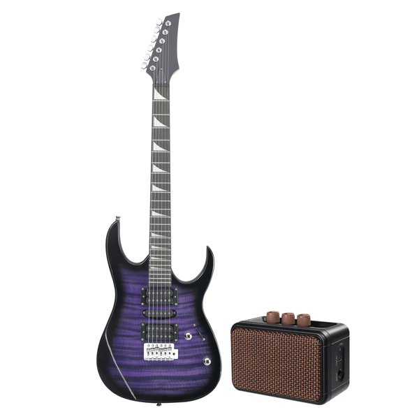 D0102X38I07 39 in. 170 Model Electric Guitar HSH Pickups Black Complete Starter Kit Suit for Hard Rock Tiger-Striped - Purple
