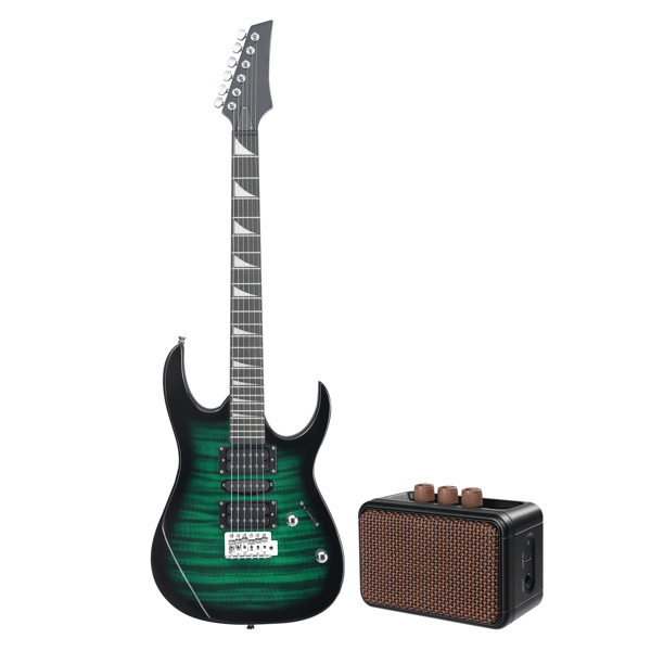 D0102X38IJA 39 in. 170 Model Electric Guitar HSH Pickups Black Complete Starter kit Suit for Hard Rock Tiger-Striped - Green