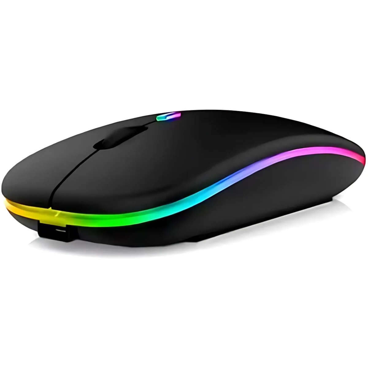KNR-E-1030-BLK Wireless RGB Silent Rechargeable Bluetooth Mouse with LED Backlight for PC & Laptop - Black