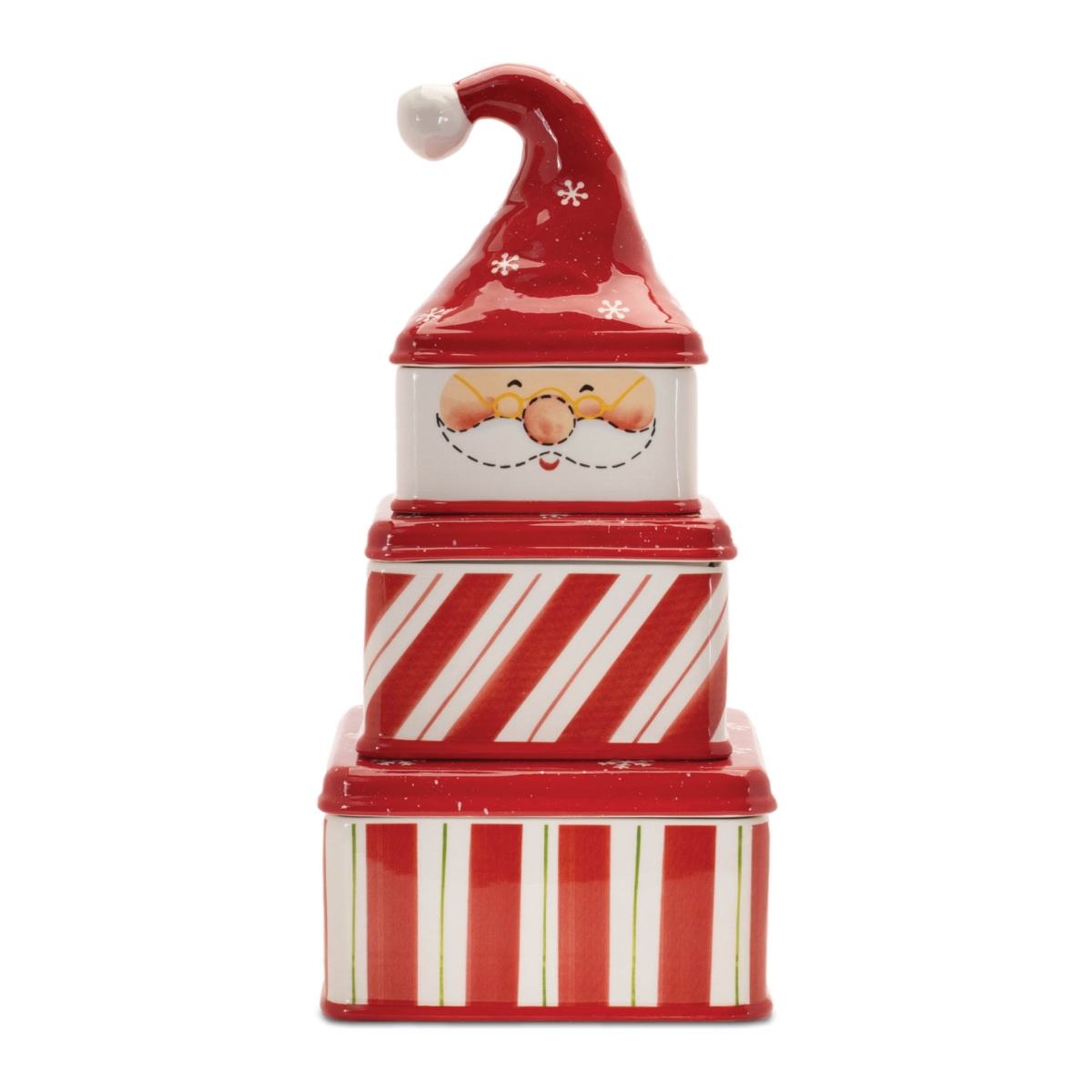 95462DS Red & White Ceramic Stacking Santa Character - Set of 3
