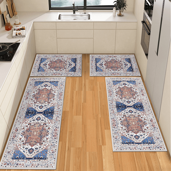 D01027HE7WU Boho Kitchen Rug Set with Runner Non Slip Kitchen Rugs & Mats Washable Kitchen Mats, 3 Piece