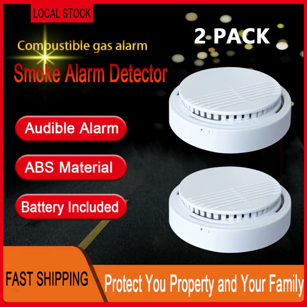 D01027RN532 Smoke Alarm Detector Home Fire Safety Sensor Alert Battery - Pack of 2