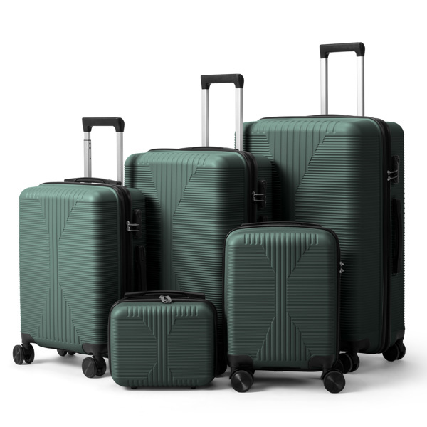 D01027RT7E6 12 in., 16 in., 20 in., 24 in. - 28 in. Polypropylene Non-TSA Customs Lock 5-in-1 Polypropylene Trolley Case - Dark Green