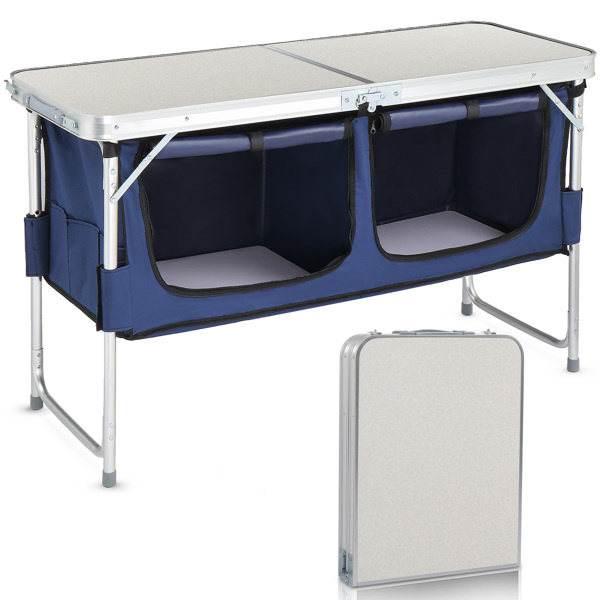 D0102HGZ5MY 4 ft. Folding Camping Table with Storage