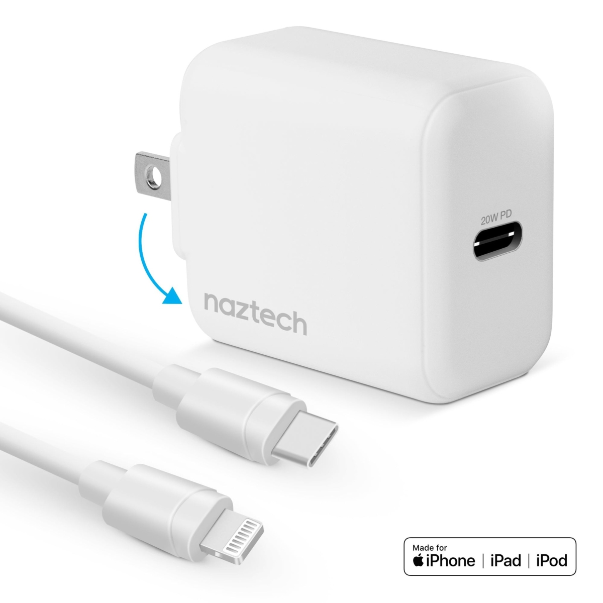 NZT-15396-HYP 4 ft. 20W PD Wall Charger Plus USB-C to Lightning Cable - White