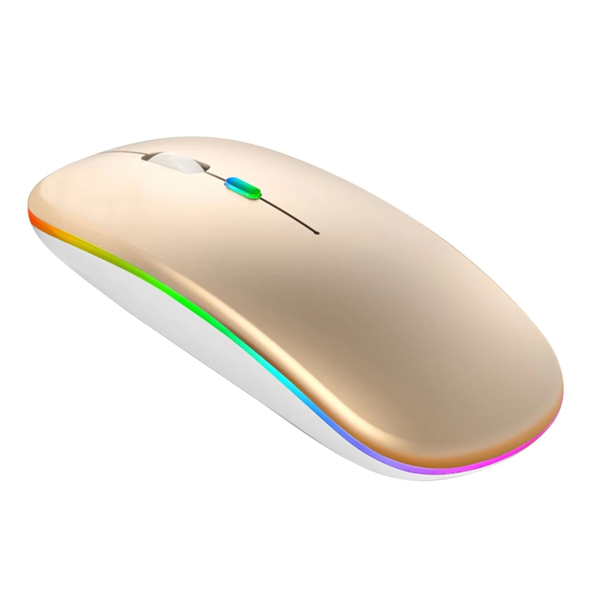 KNR-E-1030-GOLD Wireless RGB Silent Rechargeable Bluetooth Mouse with LED Backlight for PC & Laptop - Gold