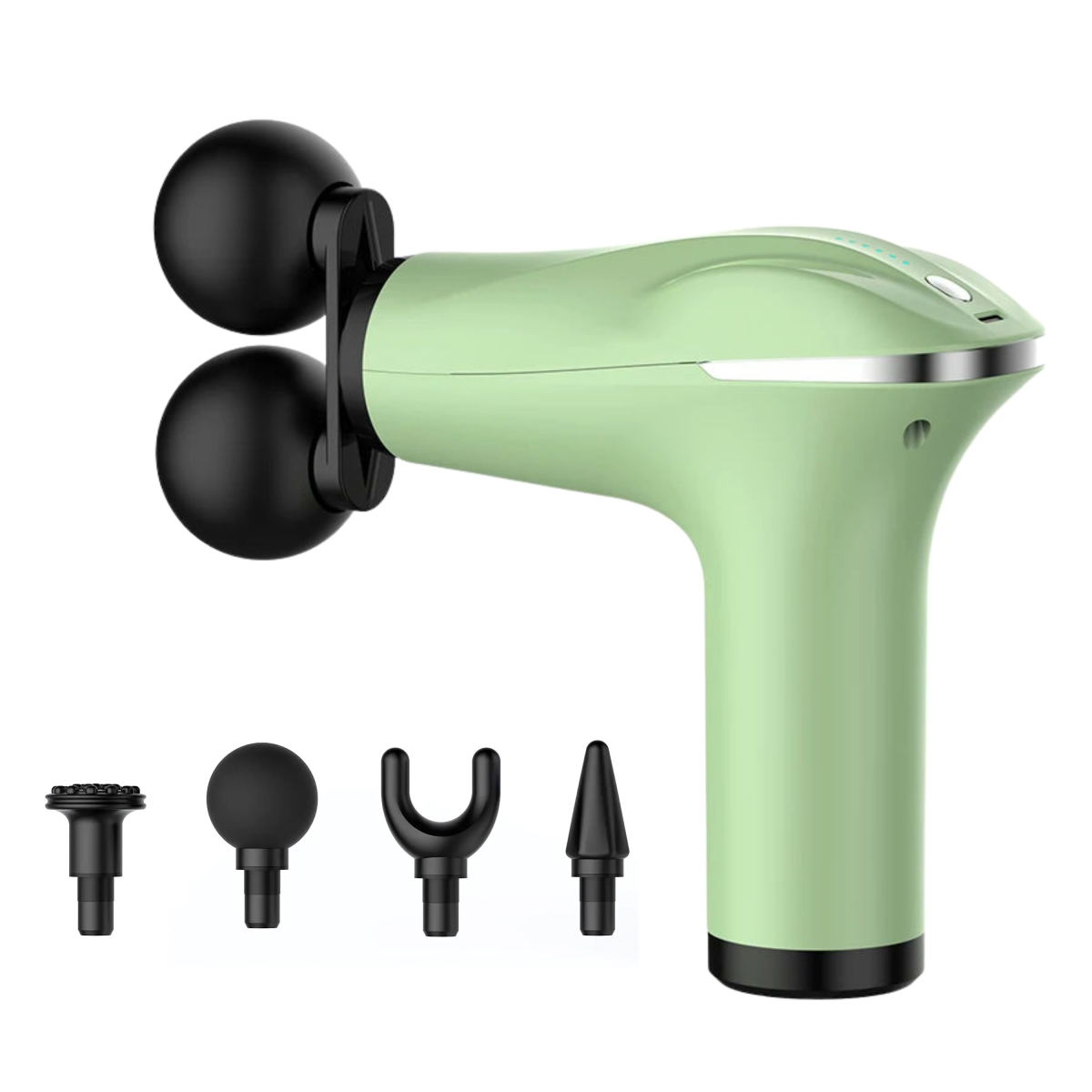KNR-E-1033-GRN Dual Head Massage Gun Handheld Deep Tissue Professional Massager - Green